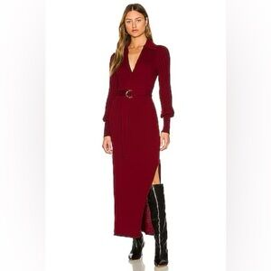NWOT Nicholas Adeline Knit V-Neck Dress in Sangria